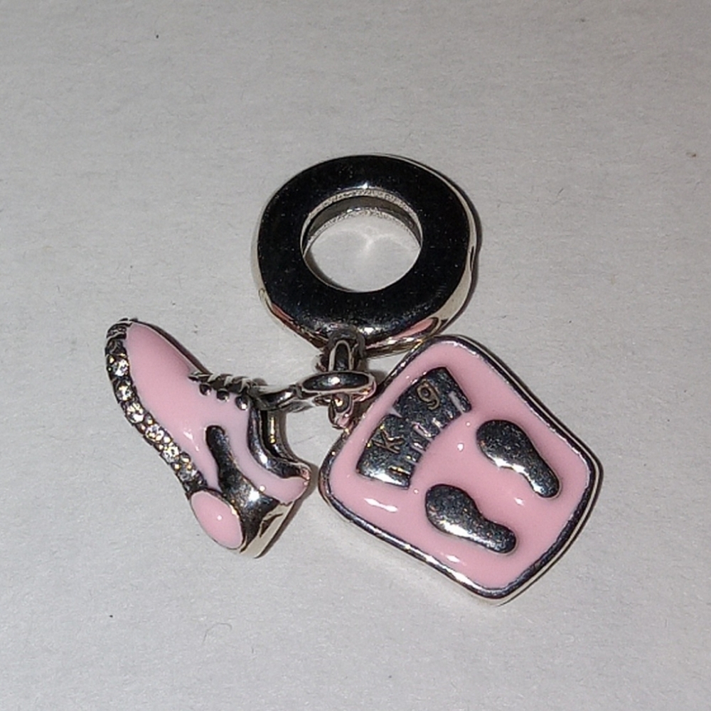 S925 sterling silver scale and sneaker charm